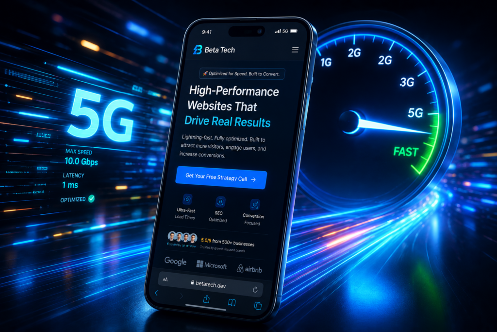 Landing Page Optimization: A Complete Guide for Businesses 3 A speedometer showing high-speed web loading for mobile responsiveness.